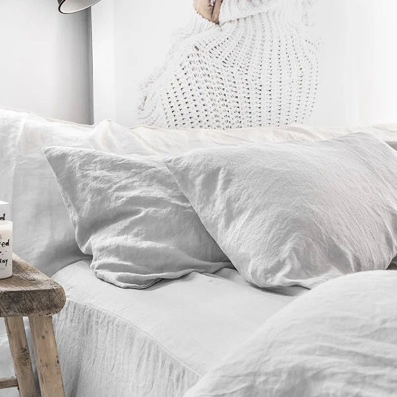 Pure Linen Pillowcases Set of 2 for Bed | 48x74cm Envelope Closure | Natural Neutral Bedroom Decor | Breathable Bedding in 14 Colours