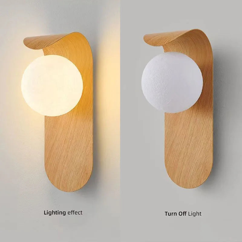 Modern Wall Sconce for Bedroom Bedside, Hallway & Staircase | Walnut Wood-Grain Wall Light | Warm Indoor Lighting in 4 Finishes