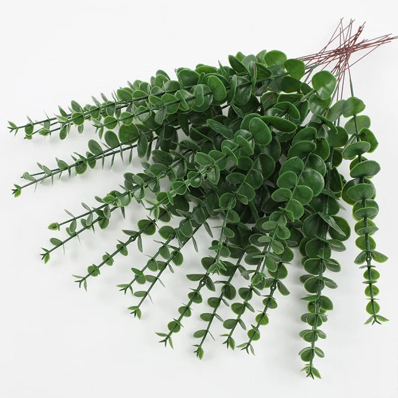 Artificial Eucalyptus Stems for Vases, Garlands & Centrepieces | 20 Faux Eucalyptus Branches | Wedding & Christmas Decor, Dark or Grey Green