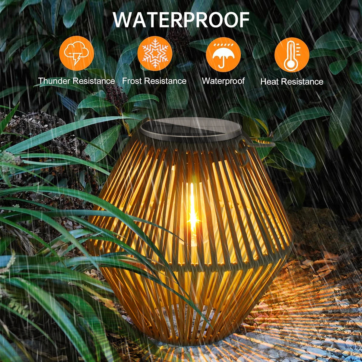 Solar Rattan Lantern for Garden, Patio & Porch | Waterproof Hanging Boho Solar Light | Automatic Outdoor Decorative Lighting, 2 Styles