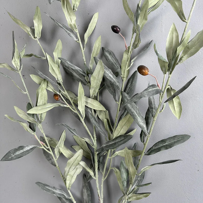 Artificial Olive Branch for Vases & Wreaths | 113cm Realistic Faux Olive Leaves | Fake Plant Stem for Living Room, Wedding & Christmas Decor