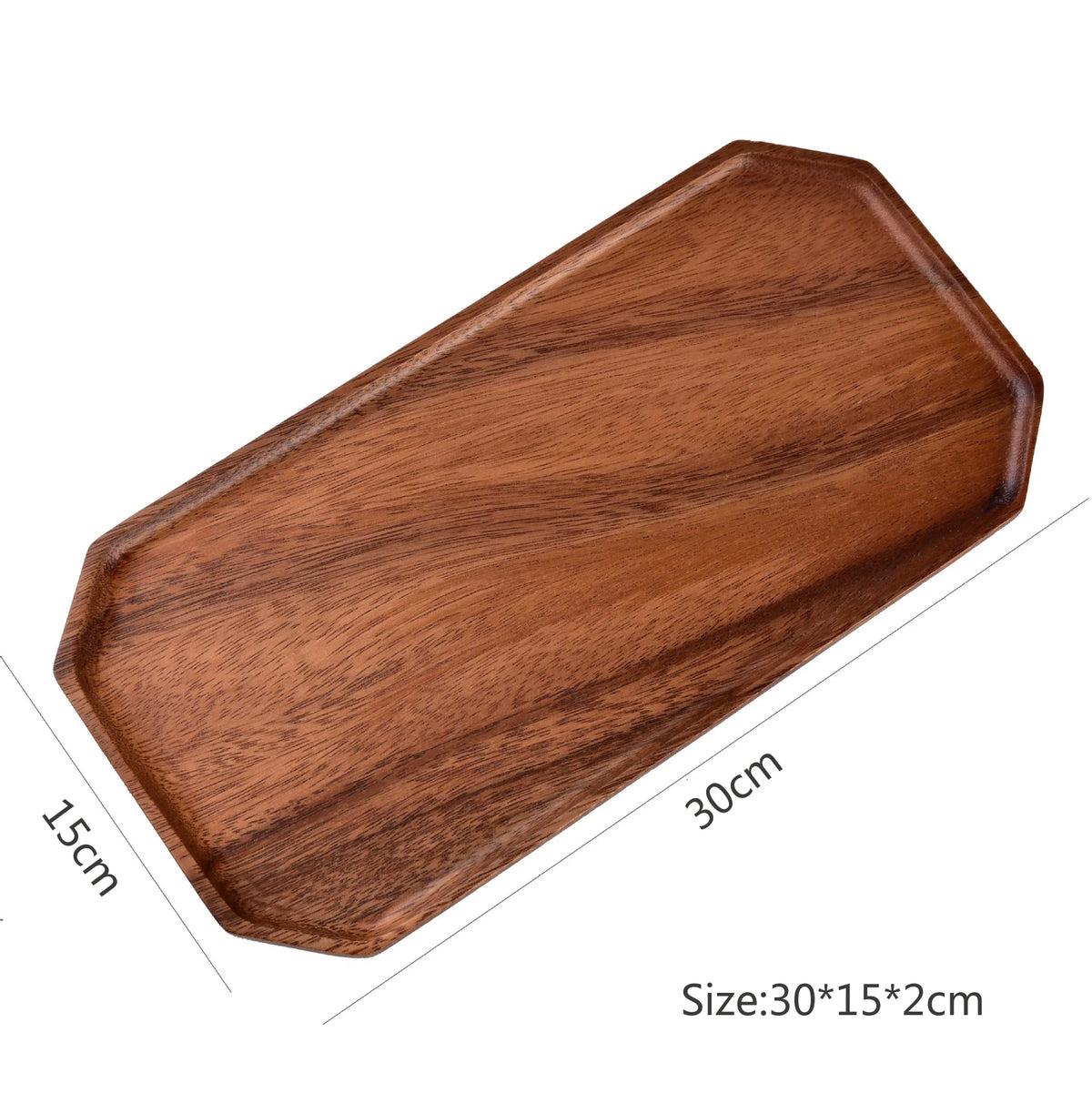 Acacia Wood Serving Tray for Kitchen, Dining & Coffee Table | Octagonal & Rectangular Wooden Platter | Food, Dessert & Decor Tray, 5 Styles