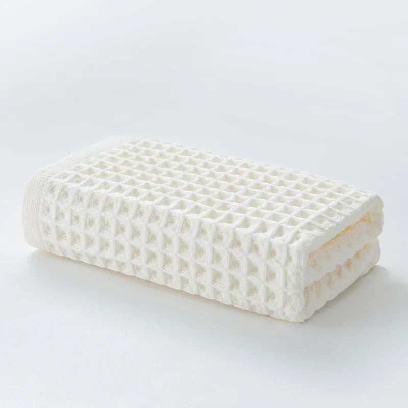 Waffle Weave Cotton Bath Towel for Bathroom & Spa | Quick Dry Absorbent Large Towel 70x140cm | Minimalist Bathroom Decor in 6 Colours