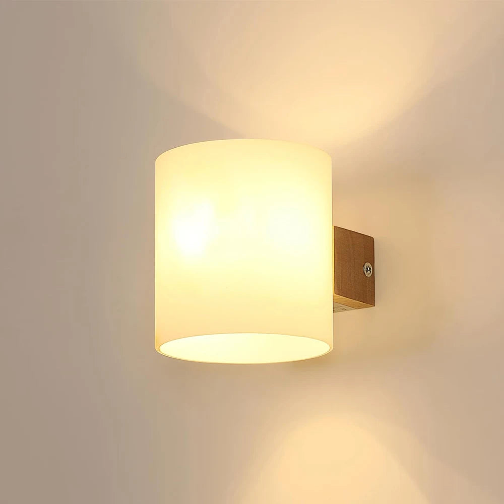 Wooden Wall Sconce for Bedroom, Kitchen & Living Room | Nordic Wood & Glass Shade Wall Light | E27 Wall Lamp Fixture in 5 Styles