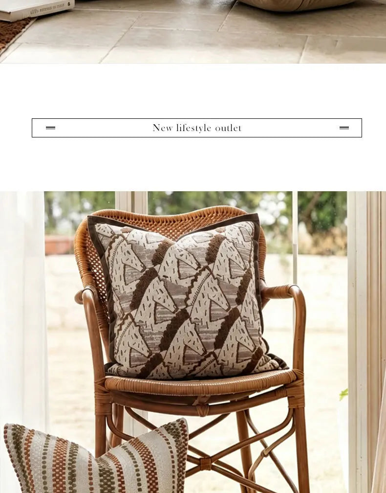 Brown Striped Chenille Throw Pillow Cover for Living Room Sofa & Bed | Textured Neutral Bedroom Decor | 45x45cm & 30x50cm