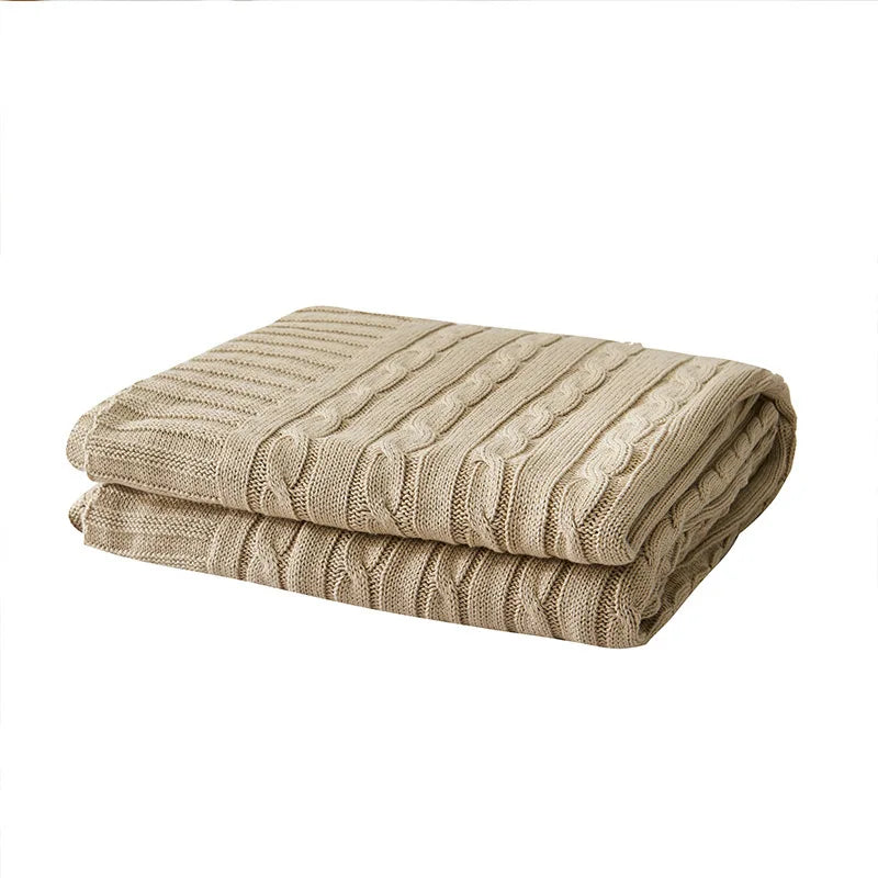 Cotton Cable Knit Throw Blanket for Bed & Sofa | Heavyweight Soft Knitted Blanket | Classic Cozy Bedroom Decor | 2 Sizes, 8 Colours
