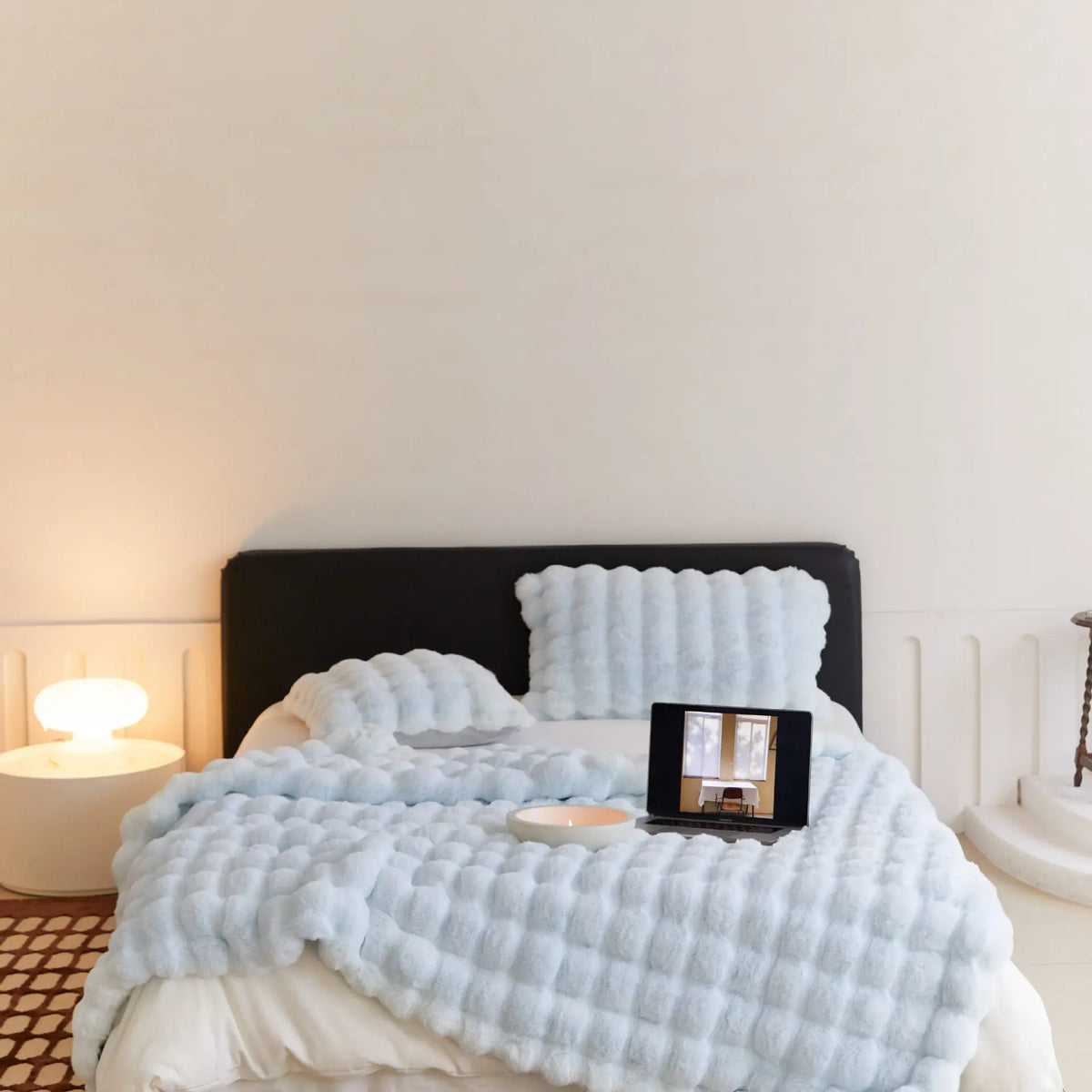 Faux Fur Bubble Throw Blanket for Bed & Sofa | Ultra-Soft Plush 3D Texture | Cozy Winter Bedroom Decor | 5 Sizes, 5 Colours