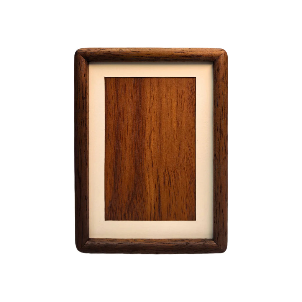 Walnut Wood Photo Frame for Desk, Shelf & Wall | Minimalist Solid Wood Picture Frame with Mat | Tabletop or Wall Mounted, 6 to 10 Inch