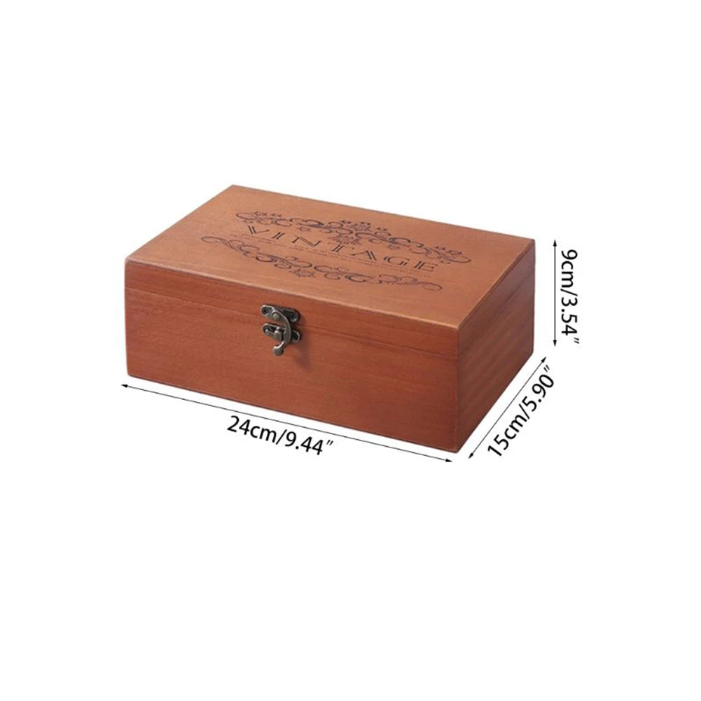 Wooden Storage Box with Lock & Hinged Lid for Home Office & Bedroom | Retro Keepsake Box | Decorative Valuables Case in S, M, L