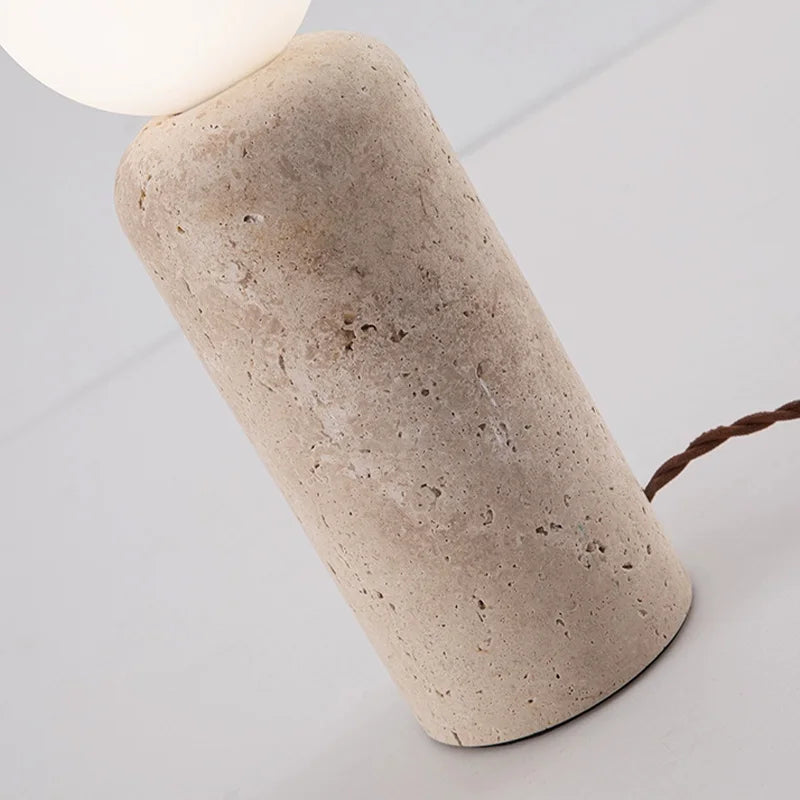 Travertine Table Lamp for Bedroom Bedside & Living Room | Natural Stone Wabi Sabi Design | Warm White Bulb Included | 20cm or 30cm