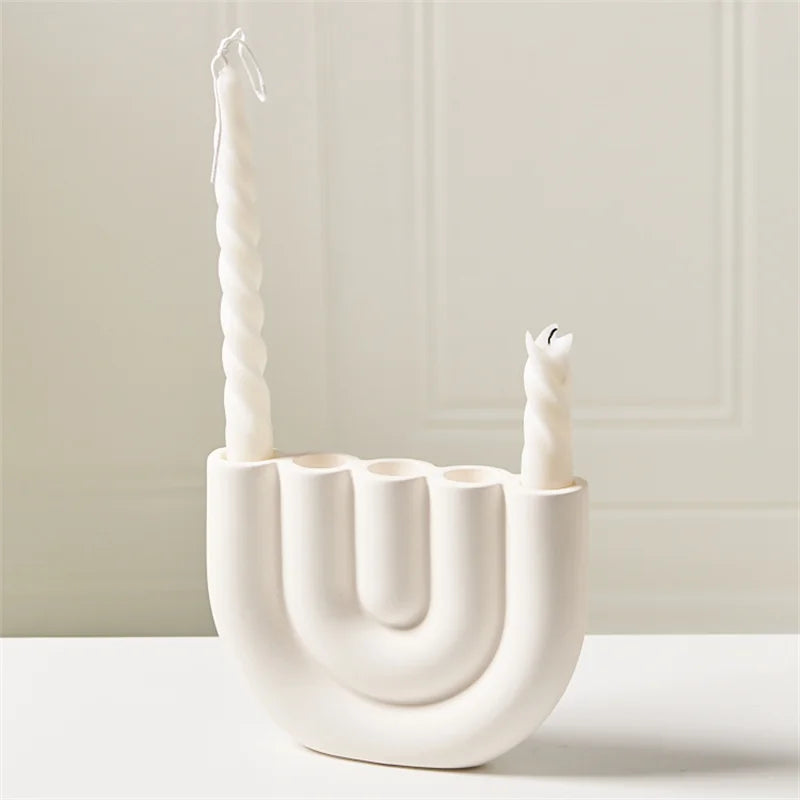 Ceramic Candelabra Candle Holder for Dining Table & Mantel | Nordic Handmade Taper Candlestick | Sculptural Home Decor & Wedding Centrepiece, 5 Styles