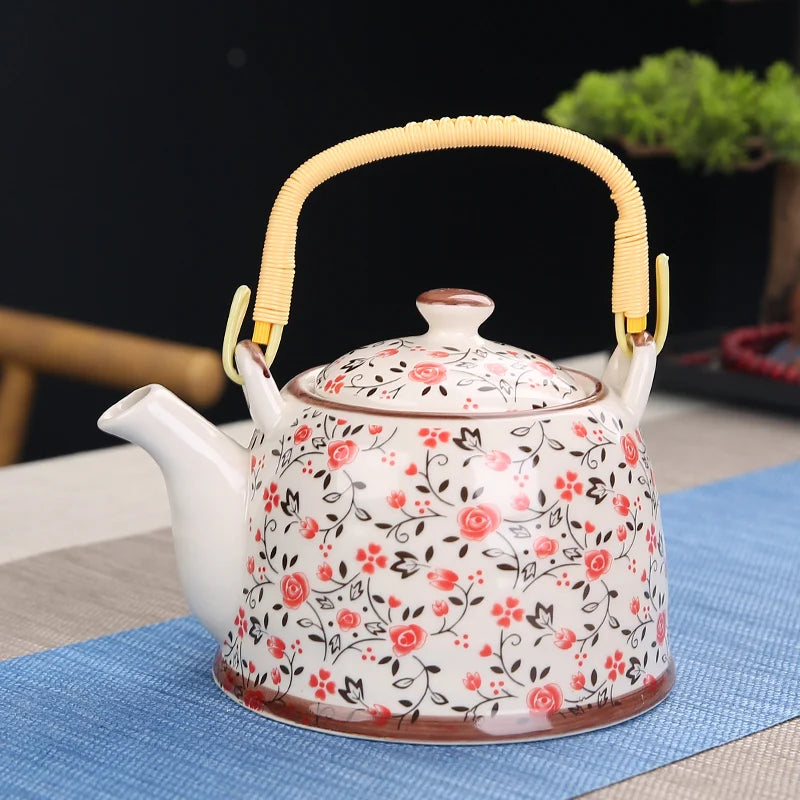 Hand-Painted White Porcelain Teapot | Japanese Lifting Beam Tea Pot for Loose Leaf Brewing, Kitchen & Dining, 28 Designs