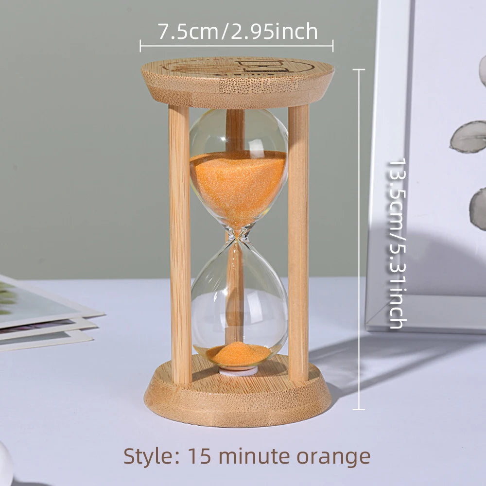Wooden Hourglass Sand Timer for Desk, Living Room & Kitchen | Minimalist Home Decor Accent | 3, 5, 10, 15 or 30 Minutes in Blue or Orange