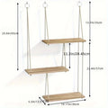 Rope Hanging Wooden Wall Shelf for Bathroom & Bedroom | Small Floating Plant Shelf & Display Rack | Minimalist Boho Storage Organiser