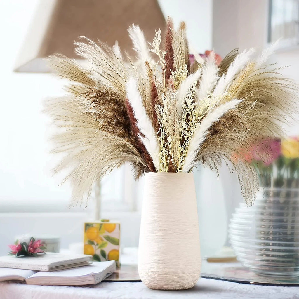 Dried Pampas Grass Bouquet for Vases, Living Room & Wedding Decor | Natural Fluffy Boho Dried Flowers | Mixed Bouquets in 30+ Styles, 45 to 50cm