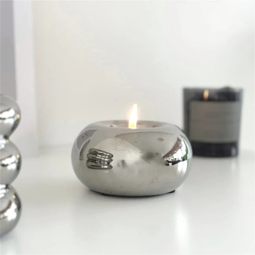 Ceramic Candle Holder | Modern Minimalist Circular Candlestick & Tealight Holder for Living Room, Dining Table & Desk, Small & Large