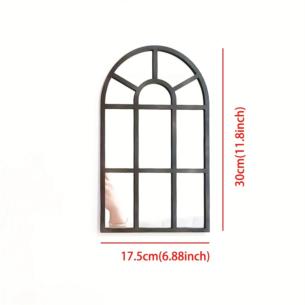 Arched Windowpane Wall Mirror for Entryway, Bathroom & Bedroom | Minimalist Wood Frame Arch Mirror | Lightweight Acrylic Mirror, 2 Styles