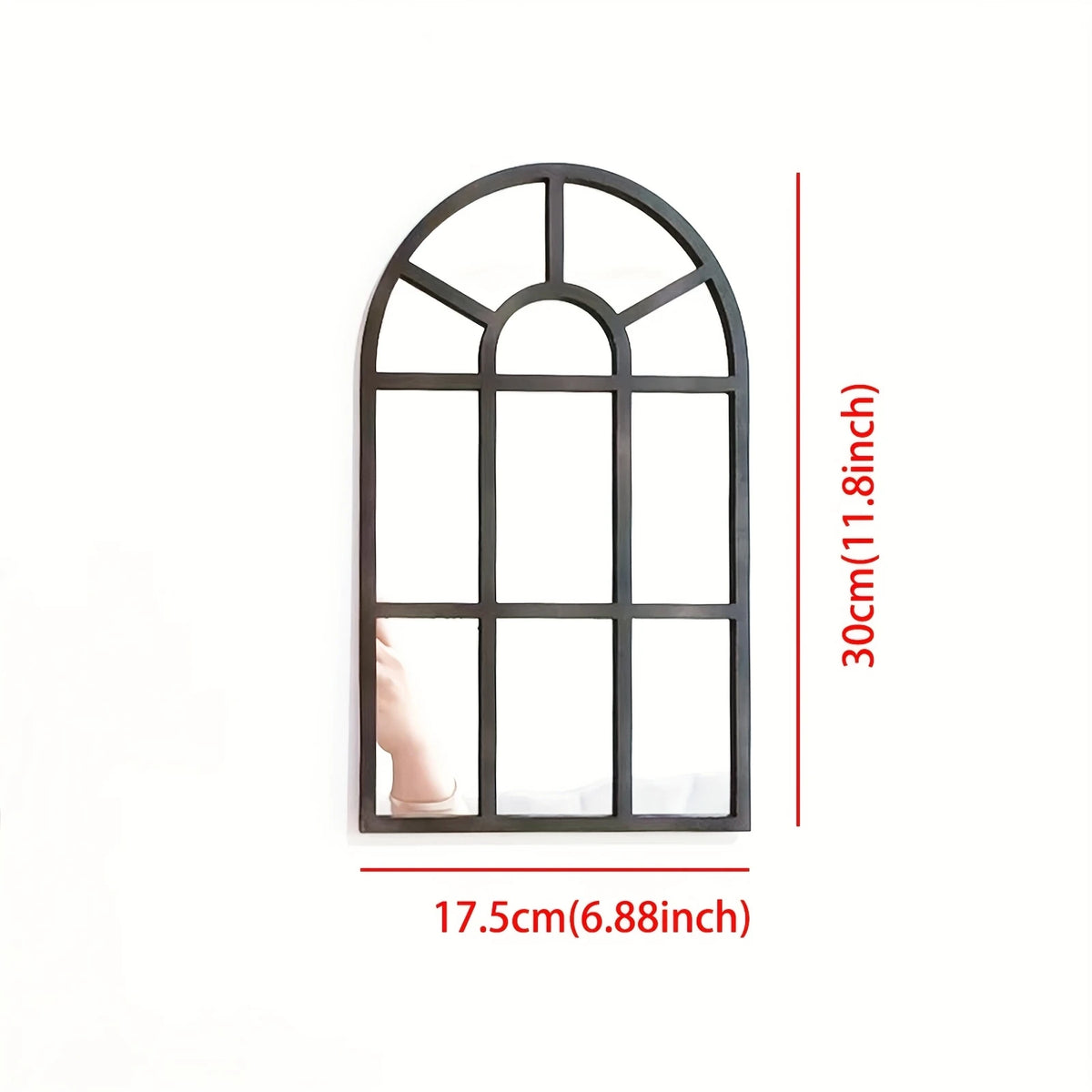 Arched Windowpane Wall Mirror for Entryway, Bathroom & Bedroom | Minimalist Wood Frame Arch Mirror | Lightweight Acrylic Mirror, 2 Styles