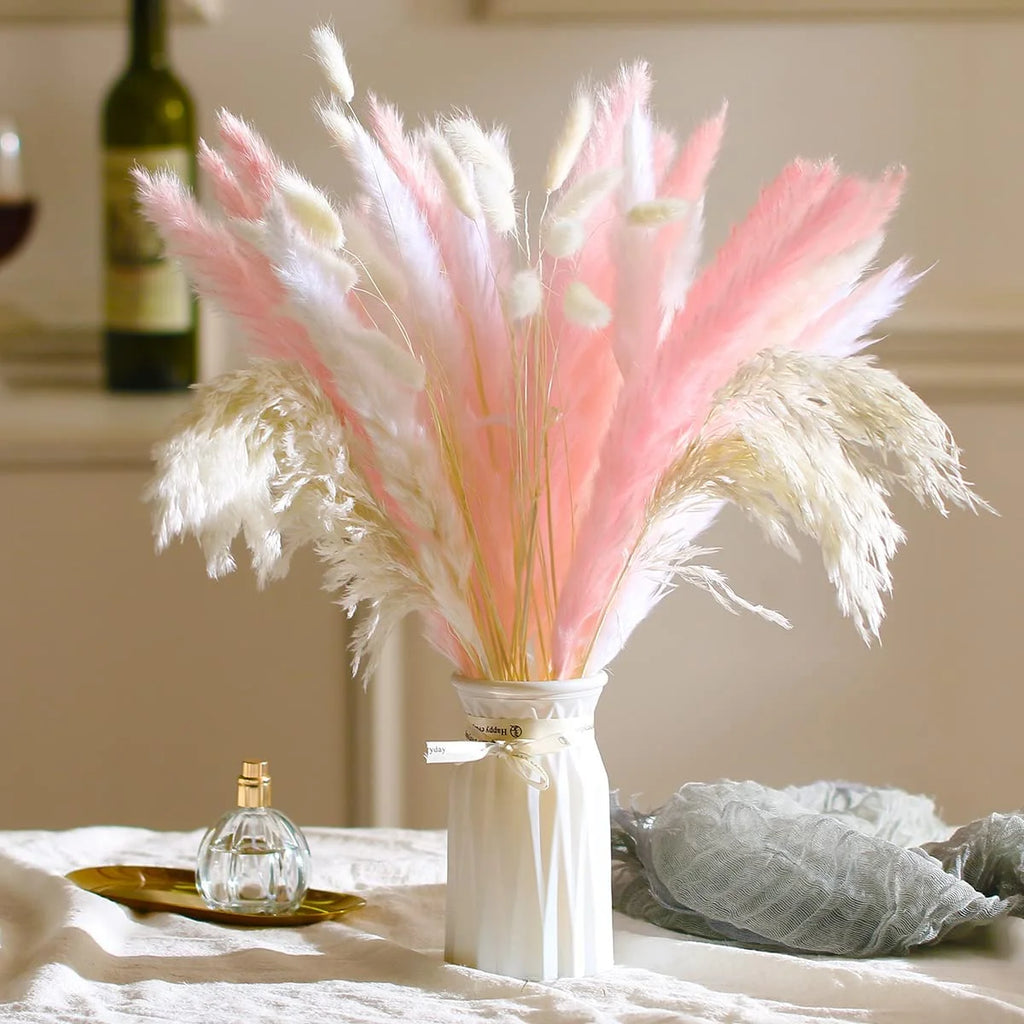 Dried Pampas Grass Bouquet for Vases, Living Room & Wedding Decor | Natural Fluffy Boho Dried Flowers | Mixed Bouquets in 30+ Styles, 45 to 50cm