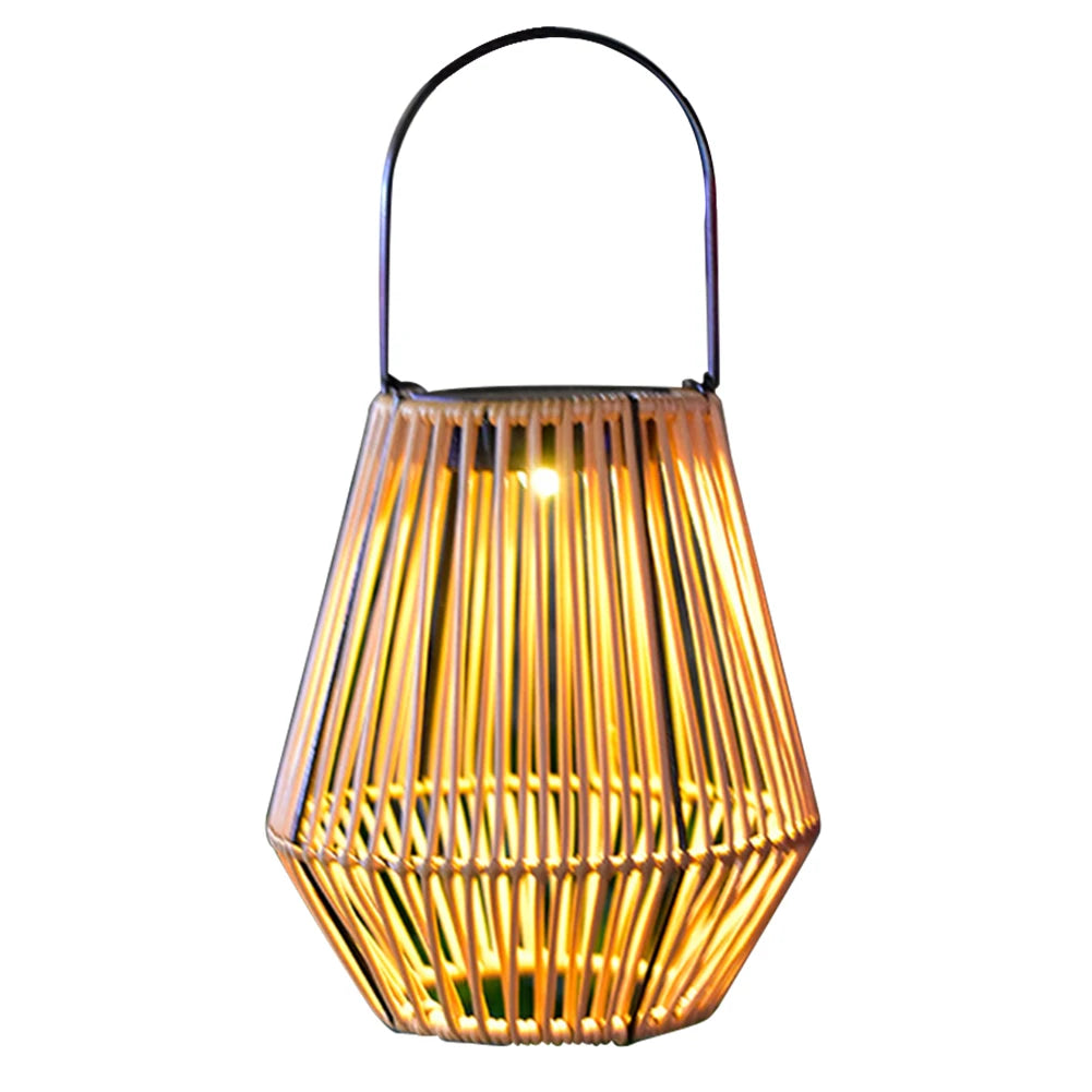 Large Rattan Solar Lantern for Balcony, Patio & Garden | IP65 Waterproof Hanging Bamboo Weave Light | Solar Outdoor Lighting, 2 Options