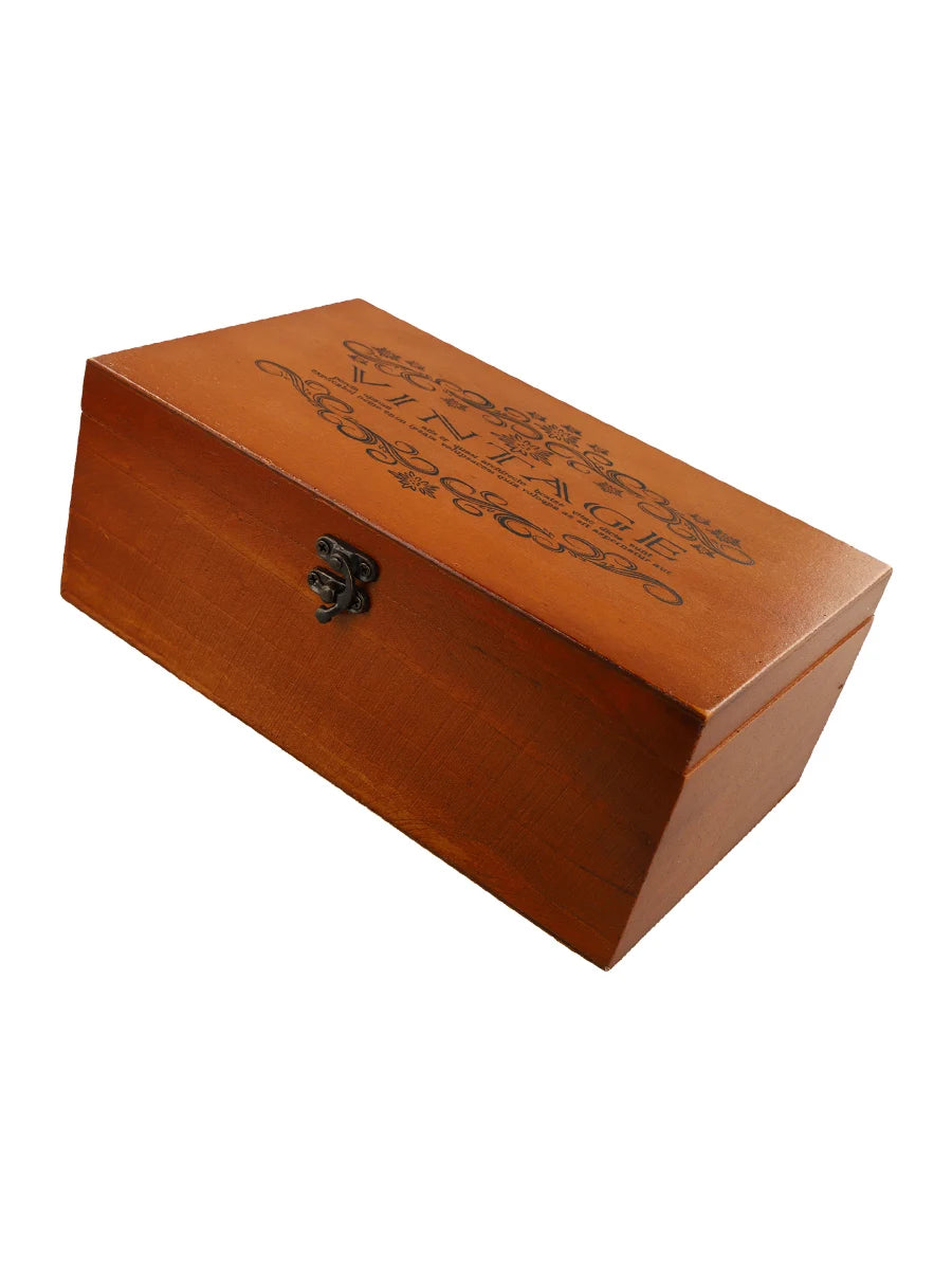 Wooden Storage Box with Lock & Hinged Lid for Home Office & Bedroom | Retro Keepsake Box | Decorative Valuables Case in S, M, L