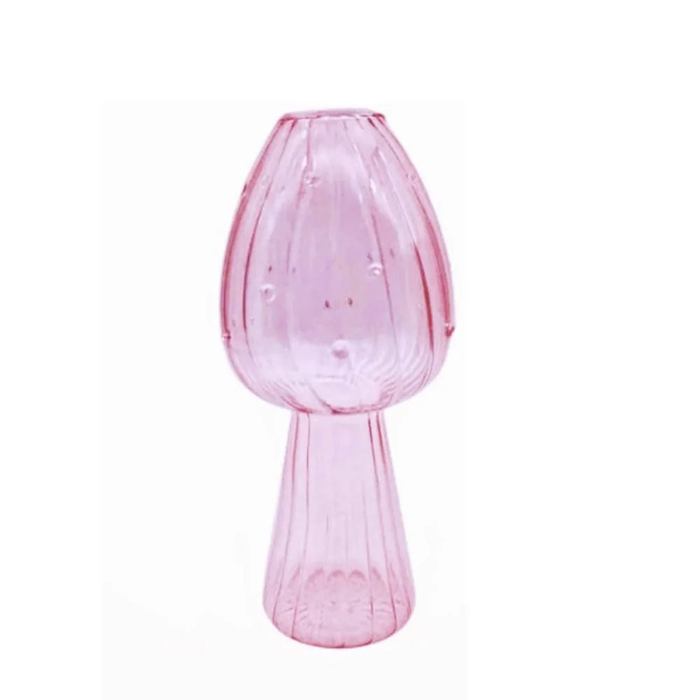 Mushroom Glass Vase for Desk, Shelf & Windowsill | Hydroponic Plant & Bud Vase | Colourful Modern Home Decor Ornament in 12 Colours