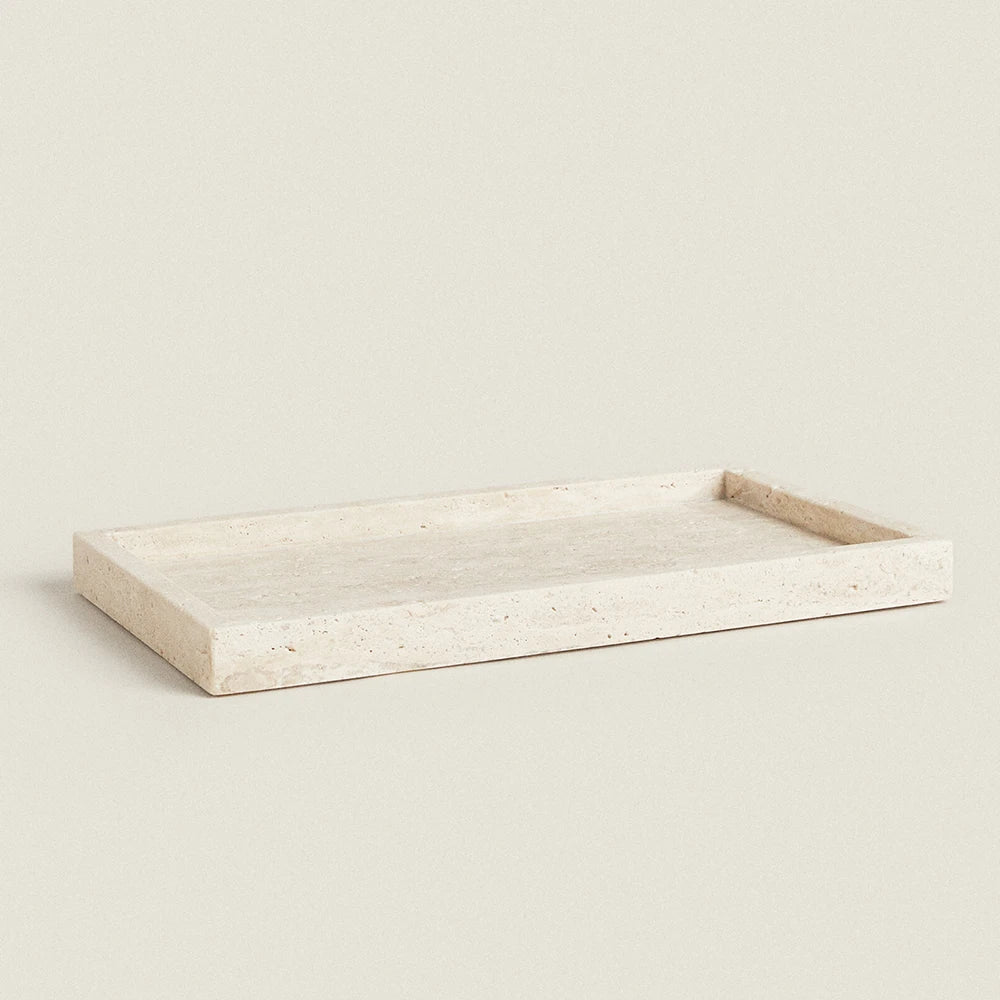 Travertine Vanity Tray for Bathroom Counter, Kitchen Sink & Dresser | Natural Stone Tray for Soap, Perfume & Skincare | 25cm or 30cm