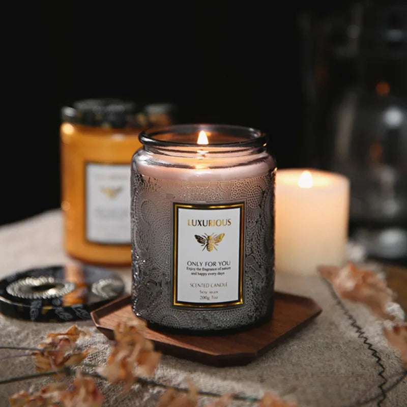 Soy Scented Candle for Living Room & Bedroom | 7oz Natural Soy Wax Jar Candle with Cotton Wick | 40 Hour Burn | Cosy Home Gift in 4 Scents