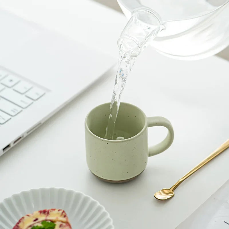 Speckled Ceramic Coffee Mug for Espresso, Cappuccino & Tea | 150ml Frosted Cup with Handle & Unglazed Base | Minimalist Tableware in 4 Colours
