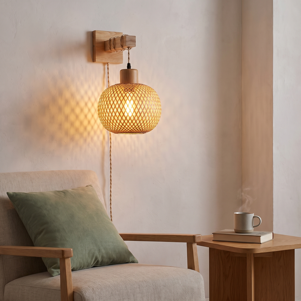 Plug In Wall Sconce for Bedroom & Living Room styled in a Norva home