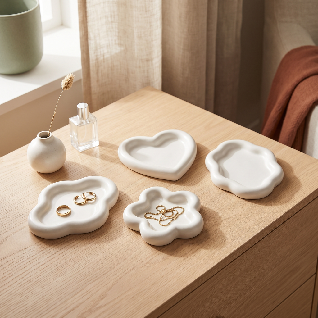 Ceramic Jewellery Dish for Dresser, Nightstand & Entryway styled in a Norva home