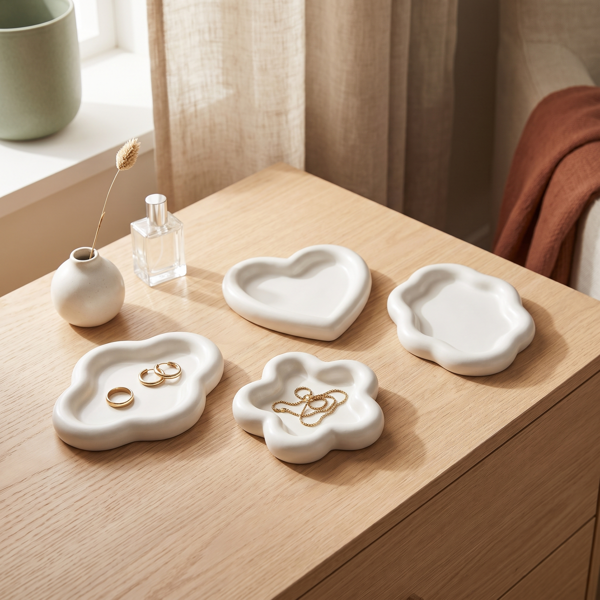 Ceramic Jewellery Dish for Dresser, Nightstand & Entryway styled in a Norva home