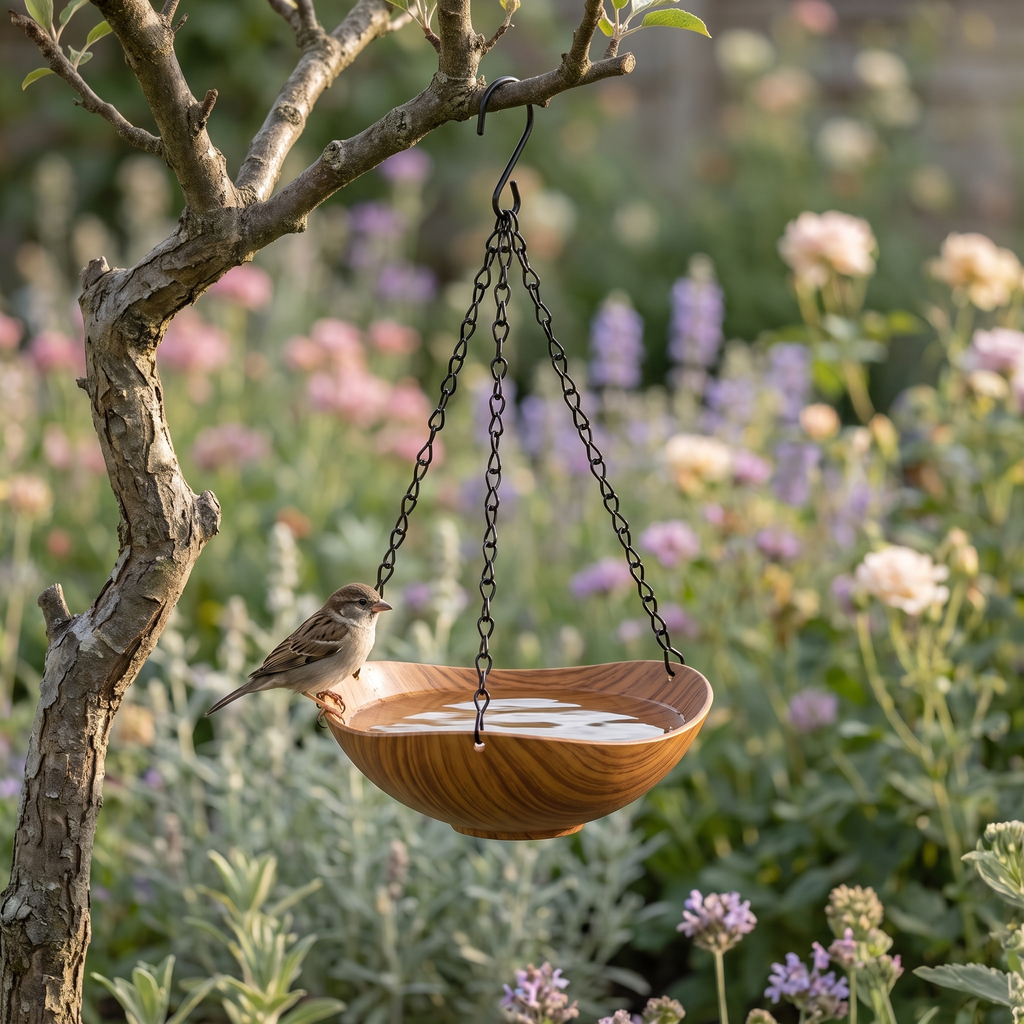 Hanging Bird Bath for Garden, Patio & Balcony styled in a Norva home