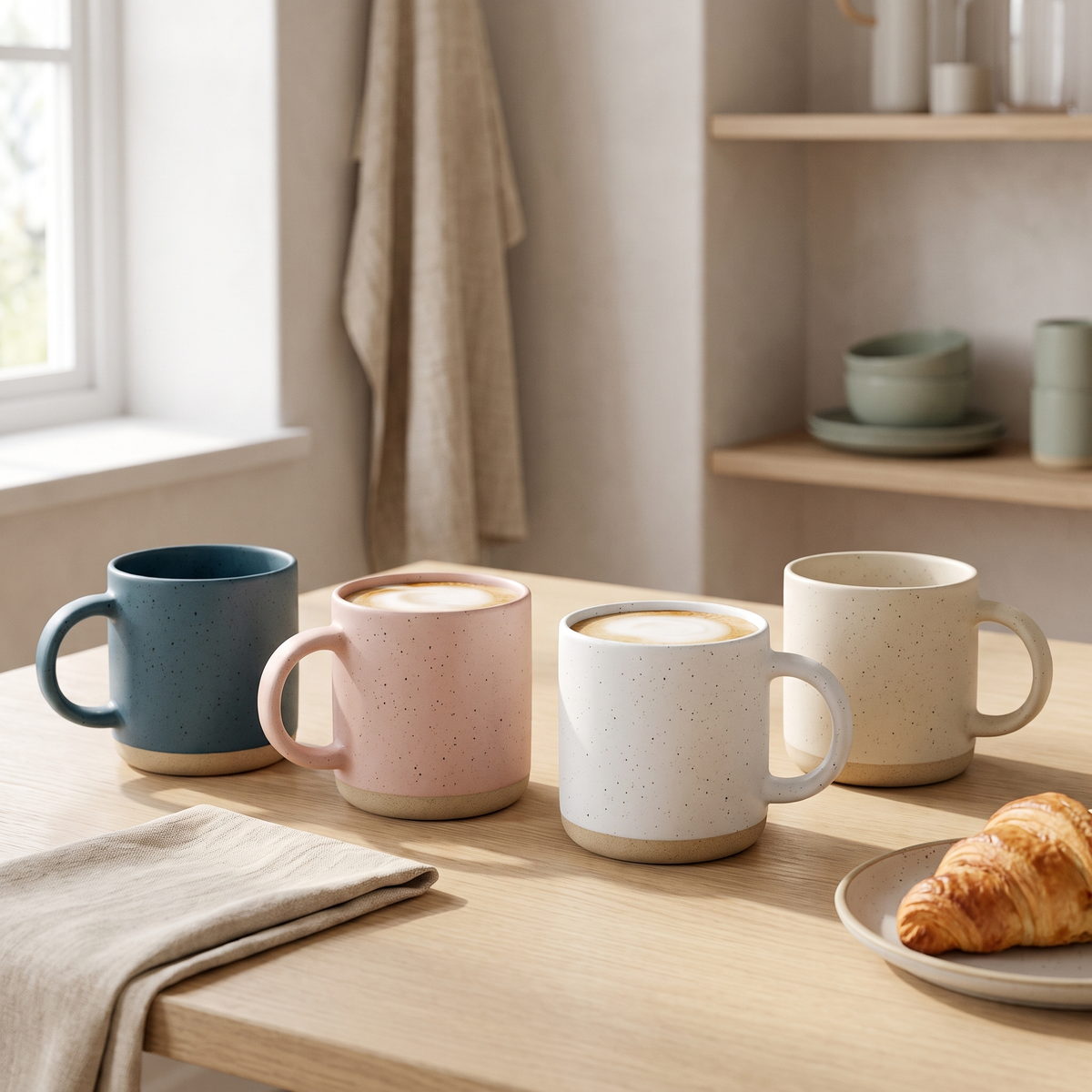 Speckled Ceramic Coffee Mug for Espresso, Cappuccino & Tea styled in a Norva home