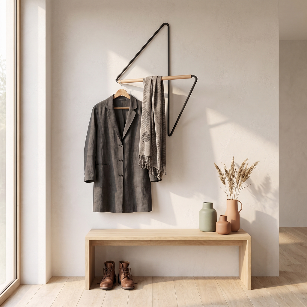 Wall Mounted Wooden Coat Rack for Entryway & Hallway styled in a Norva home